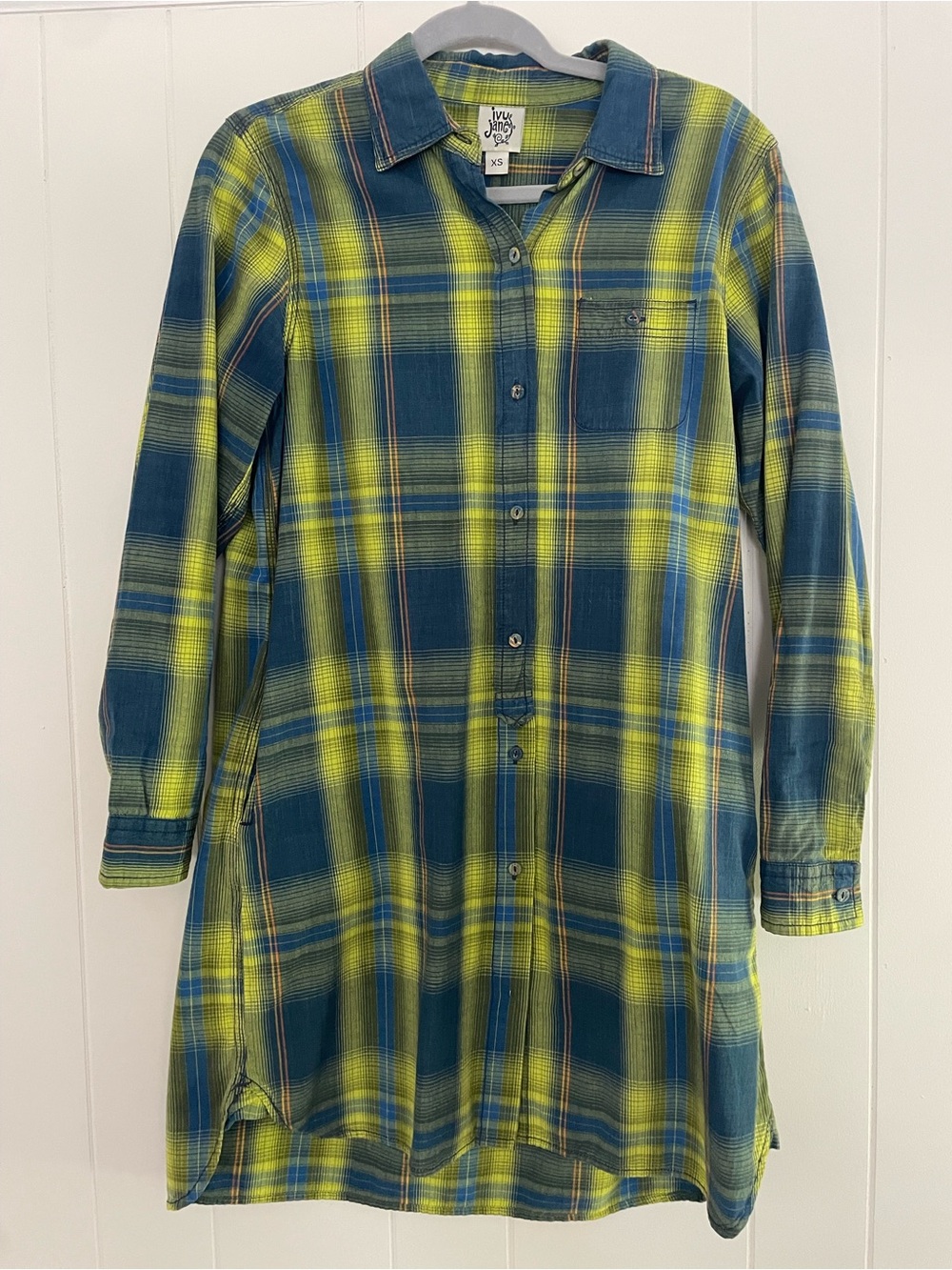 EUC Ivy Jane Plaid 100% Cotton Shirt Dress - XS